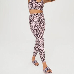 Aerie Real Me 7/8 High  Waist Cross Over Offline Leopard Print Legging Sz S
